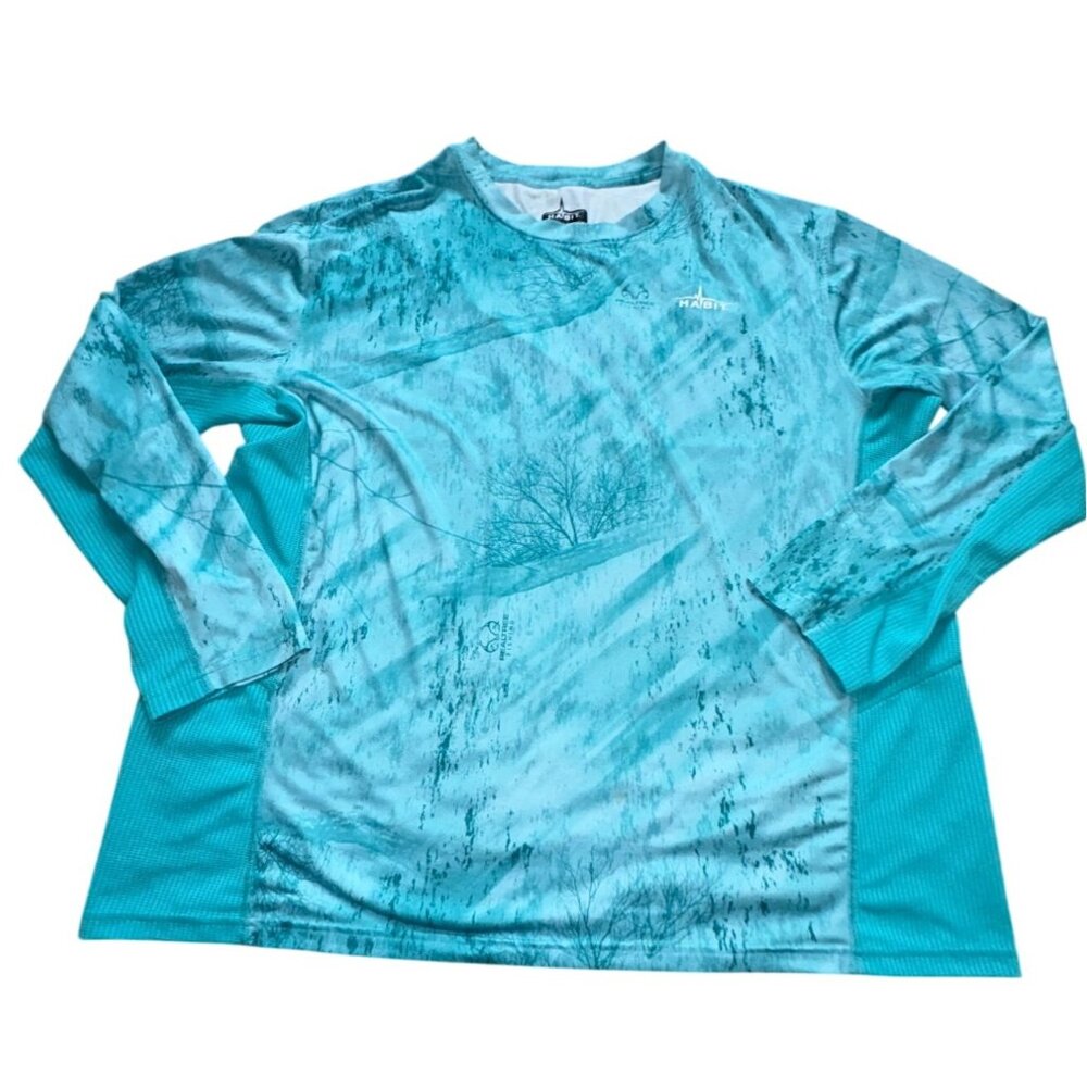 Habit Men's Long Sleeve Performance Fishing Tee Blue/Teal Camouflage-2XL-Fair